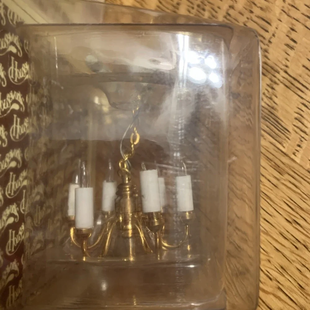 Vintage Miniature 6 Arm Brass Chandelier 1:12‎ Doll House 12V Wired